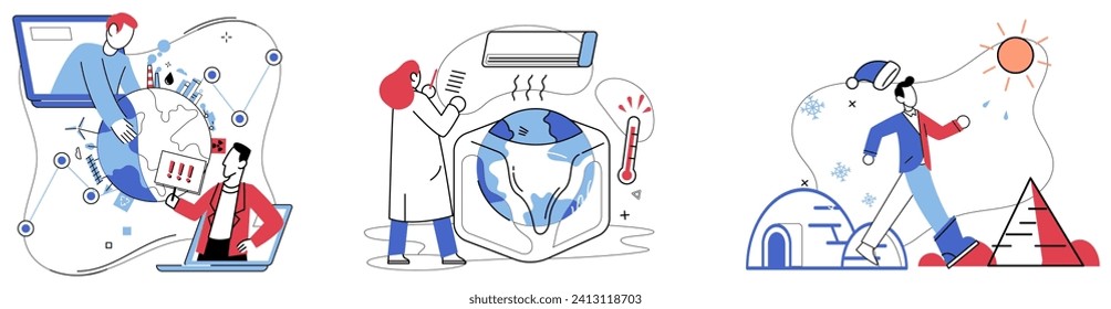 Climate vector illustration. Earths ambience, shaped by climate and ecological factors, demands our unwavering commitment to sustainability The climate concept is blueprint for environmental
