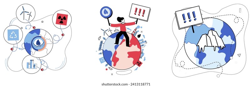 Climate vector illustration. The eco friendly revolution champions cause balanced and sustainable global climate The atmosphere, guardian our climate, requires vigilant protection