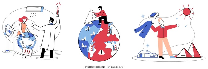 Climate vector illustration. Environmental care is synonymous with climate responsibility, forming bedrock sustainable global future The symphony climate and earths elements relies on our commitment