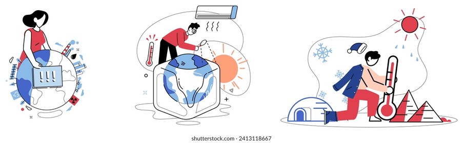 Climate vector illustration. Weather patterns reflect intricate dance climate elements, urging us to embrace sustainable practices Earths ambience, shaped by climate and ecological factors