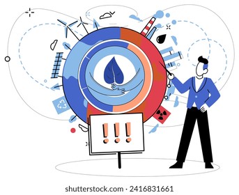 Climate vector illustration. Weather patterns are intricately linked to delicate dance climate elements in our natural environment The metaphorical clouds climate change serve as poignant reminder