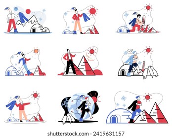 Climate warming vector illustration. The atmosphere, silent witness, bears weight environmental issues and climate change narrative Natures canvas is marred by brushstrokes environmental damage