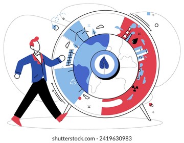 Climate warming vector illustration. Earths heartbeat falters as climate change wreaks havoc on delicate balance our ecosystem Global warming, symphony rising temperatures, echoes urgency climate