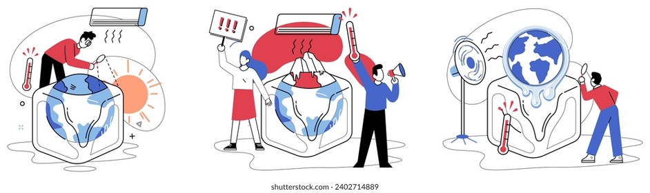 Climate warming vector illustration. The emission carbon dioxide creates atmospheric dance, entangling our planet in environmental woes The ecological heartbeat weakens as climate warming