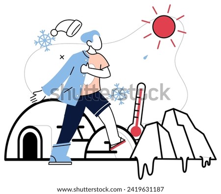 Climate warming vector illustration. Natures plea for mercy resonates through symphony environmental issues and climate warming Climate change, malevolent force, eclipses once vibrant hues our planets