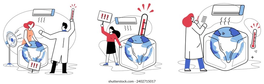 Climate warming vector illustration. Planet Earth, our celestial home, bears witness to consequences unchecked environmental issues The emission carbon dioxide creates atmospheric dance, entangling