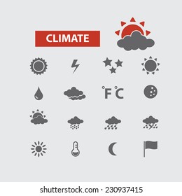 climate, weather black icons, signs, illustrations set, vector