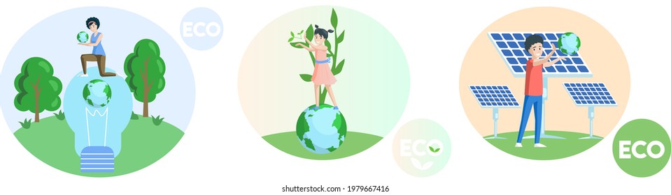 Climate and weather change of planet. Eco friendly, biodiversity, conservation and environmental protection concept. Flora and fauna on Earth. Green ecosystem of Earth. Care of nature and ecology