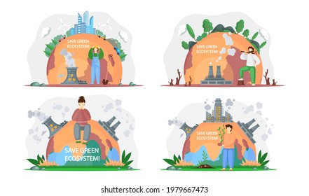 Climate and weather change of planet. Eco friendly, biodiversity, conservation and environmental protection concept. Flora and fauna on Earth. Green ecosystem of Earth. Care of nature and ecology