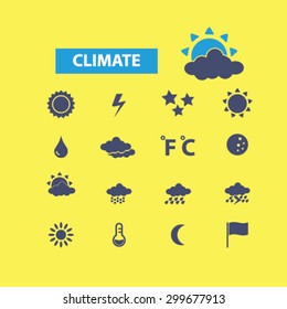 climate, weather icons set, vector
