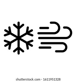 Climate wind snowflake icon. Outline climate wind snowflake vector icon for web design isolated on white background