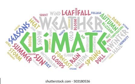 Climate Word Cloud Weather Concept White Stock Vector (Royalty Free ...