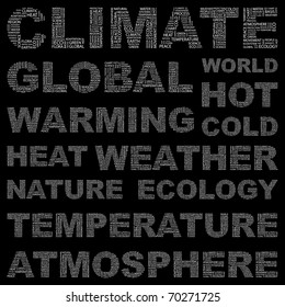 CLIMATE. Word collection. Illustration with different association terms.