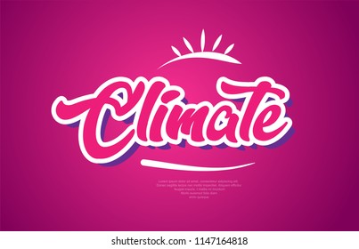 climate word typography design in pink color suitable for logo, banner or text design