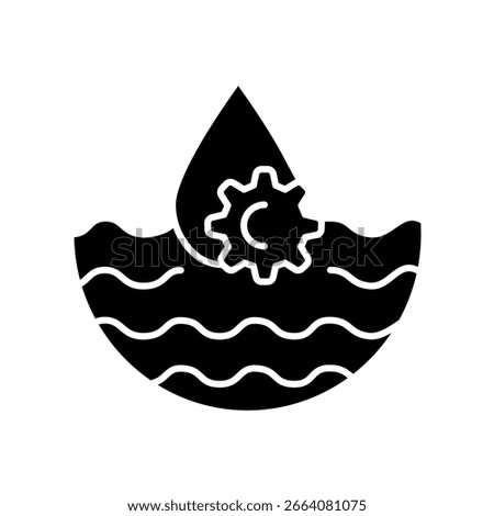 climate-sensitive water management black flat icon. Isolated element. Editable stroke.