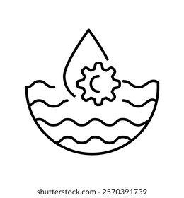 climate-sensitive water management black line icon. Vector isolated element. Editable stroke.