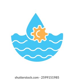 climate-sensitive water management color flat icon. Isolated element. Editable stroke.