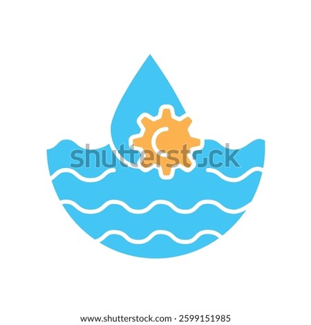 climate-sensitive water management color flat icon. Isolated element. Editable stroke.