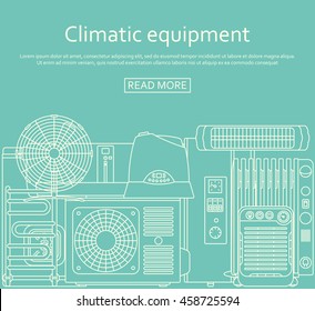 Climatic equipment concept made of outlined icons. Vector illustration.