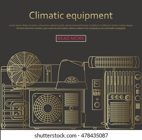 Climatic equipment concept made of outlined icons. Vector illustration.