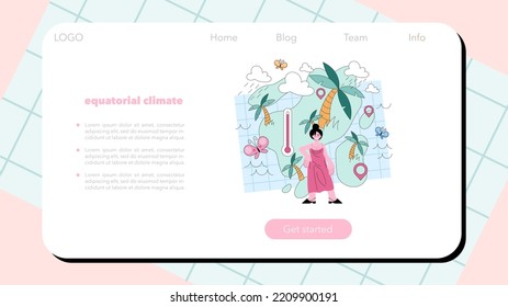 Climatologist concept. Studying factors that influence weather and the environment. Observation, analysis and modelling equatorial climate. Flat vector illustration