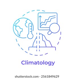 Climatology blue gradient concept icon. Long term patterns and averages of weather conditions. Atmospheric science. Round shape line illustration. Abstract idea. Graphic design. Easy to use in article