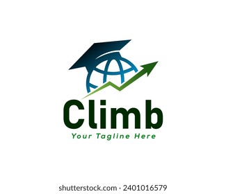 climb arrow up finance globe international education logo icon symbol design template illustration inspiration