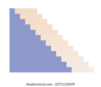 Climb aufsteigendes 2D-Cartoon-Objekt. Treppe einzeln auf weißem Hintergrund. Baugewerbe. Eintritt in die neue Perspektive. Kletterleistung. Flache Flach-Flor-Illustration nach oben und unten