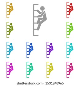 climb or descent, ladder, man multi color icon. Simple glyph, flat vector of universal icons for UI and UX, website or mobile application