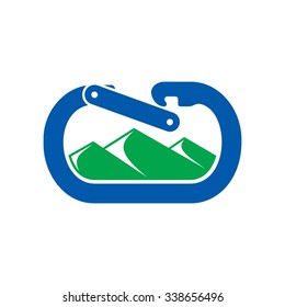 climb equipment logo. carabiner logo vector.