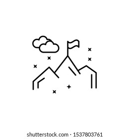 Climb flag mountain. Simple line, outline vector of motivation icons for ui and ux, website or mobile application