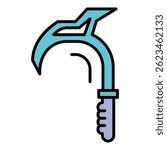 Climb ice axe icon. Outline climb ice axe vector icon color flat isolated on white
