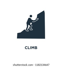Climb icon. Black filled vector illustration. Climb symbol on white background. Can be used in web and mobile.