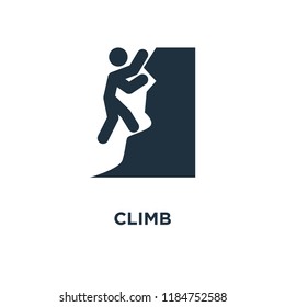 Climb icon. Black filled vector illustration. Climb symbol on white background. Can be used in web and mobile.