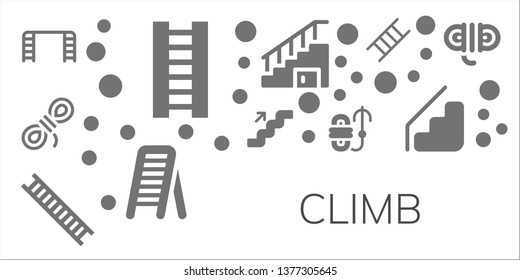climb icon set. 11 filled climb icons.  Simple modern icons about  - Ladder, Rope, Stairs