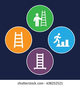 Climb icons set. set of 4 climb filled icons such as ladder, man going up