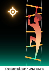 Climb the ladder. Vector composition in gradient style