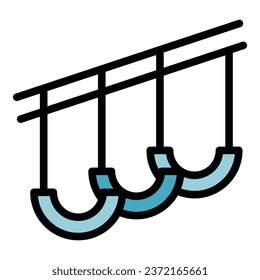 Climb line icon outline vector. Rope park. Extreme sport color flat