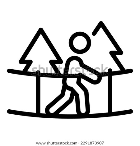 Climb line tree icon outline vector. Rope park. Forest sport