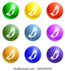 Climb mountain tool icons vector 9 color set isolated on white background for any web design 