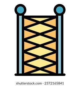 Climb net wall icon outline vector. Rope park. Active sport color flat