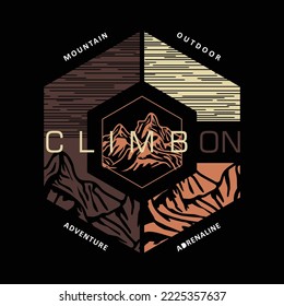 climb on outdoor adventure graphic symbol illustration t shirt design, vector print