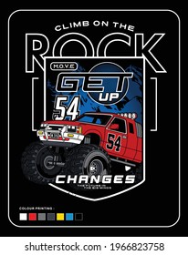 climb on the rock, vector car offroad illustration design graphic 