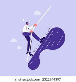 Climb the path to success and achievement the goal concept, businessman climbing to top, reaches new hight and achievement in business and career