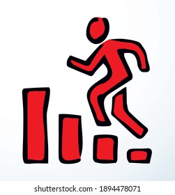 Climb rise jump go up office analytic worker job result column leader way logo white data scheme project plan. Outline black hand drawn doodle line sketch sale money goal idea abstract note vector art