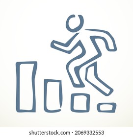 Climb rise jump go up office analytic worker job result column leader way logo white data scheme project plan. Outline black hand drawn doodle line sketch sale money goal idea abstract note vector art