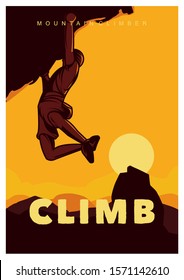 climb rock climbing poster vector illustration