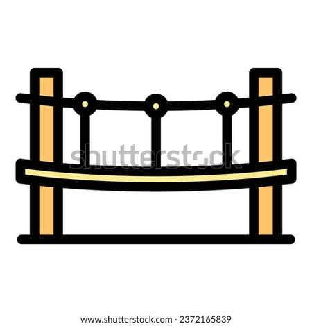 Climb rope icon outline vector. Park adventure. Tree forest color flat