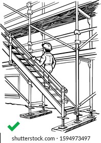 Climb stairs set correctly man go up