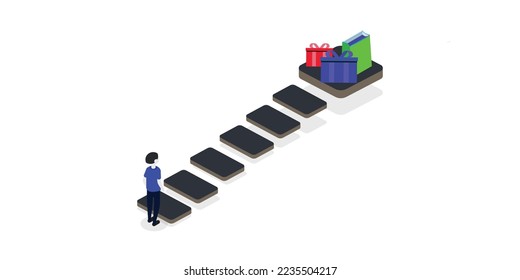 climb the stairs for success. conceptual metaphor vector illustartion. Climbing the ladder to success.